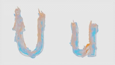 3D letter U appears by fire. Uppercase and lowercase fiery symbols Stock Footage 267391101