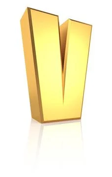 3d Letter V 3d rendering golden letter V isolated on white background Copy... 스톡 사진