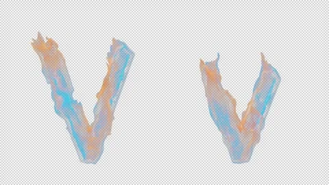 3D letter V appears by fire. Uppercase and lowercase fiery symbols Stock Footage 267391838