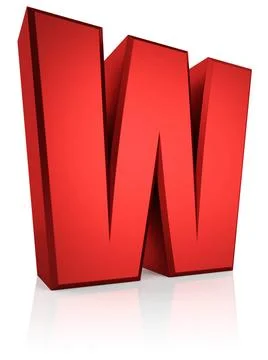3d Letter W 3d rendering red letter W isolated on white background Copyrig... 스톡 사진
