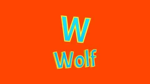3D letter W and Wolf floating on a bright orange background Stock Footage 315597124