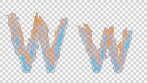 3D letter W appears by fire. Uppercase and lowercase fiery symbols Video stock 267392877