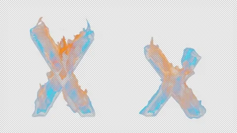 3D letter X appears by fire. Uppercase and lowercase fiery symbols Stock Footage 267393601