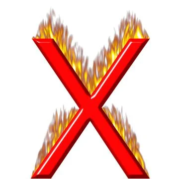 3D Letter X on Fire Stock Illustration