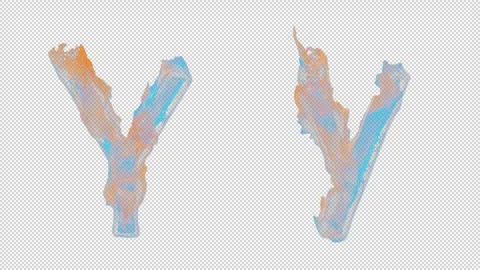 3D letter Y appears by fire. Uppercase and lowercase fiery symbols 스톡 동영상 267394190