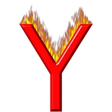 3D Letter Y on Fire Stock Illustration