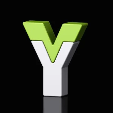 3d letter Y plastic light green and white from alphabet isolated Stock Illustration