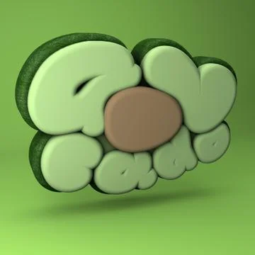 3d lettering Avocado Stock Illustration