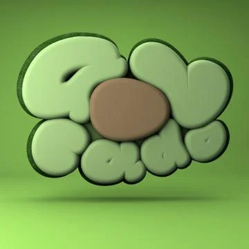 3d lettering Avocado Stock Illustration
