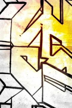 3d letters over old dirty wall, urban hip hop background gray texture painted Stock Illustration