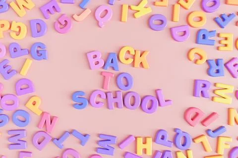 3D letters scattered around Back To School inscription Stock Illustration