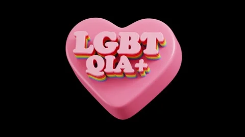 3D LGBTQIA Plus Text on Pastel Pink Heart Background. Stock Footage 340283529