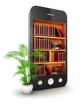 3d library smartphone Stock Illustration