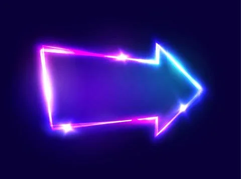 3d Light Bar Arrow Pointer With Neon Effect. Stock Illustration