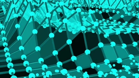 3d light blue color lines and dots moving wireframe background Stock Footage 232183960