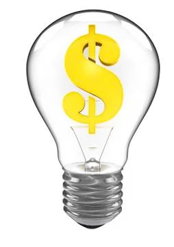 3d light bulb with a dollar sign in gold Stock Illustration