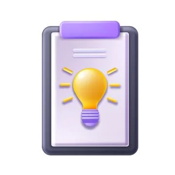 3D light bulb icon, vector new project idea sign, leadership business team Stock Illustration