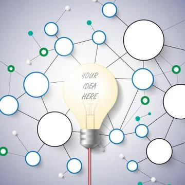3d light bulb infographics with network background. vector. illustration Stock Illustration