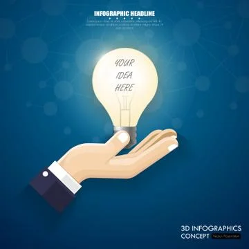 3d light bulb infographics with network background. vector. illustration Stock Illustration