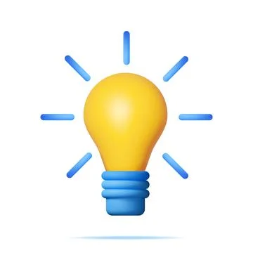 3D Light Bulb Isolated on White. Illustrazione stock