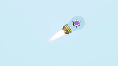 3d light bulb jet with gear isolated on blue background. startup, business .. Stock Footage 311384981