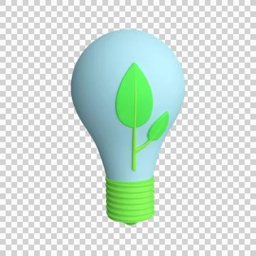 3d light bulb with leaves. Light bulb for eco energy Stock Illustration