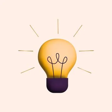 3d light bulb with rays shine. Energy, creative thinking and idea symbol. Vector Stock Illustration
