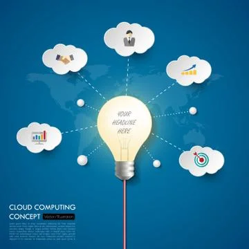 3d light bulb social network abstract infographics with icons set. vector. il Illustrazione stock