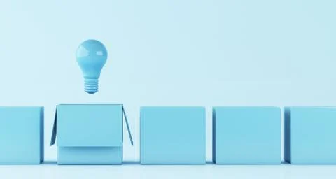 3d Light bulb. Think outside of the box concept Stock Illustration