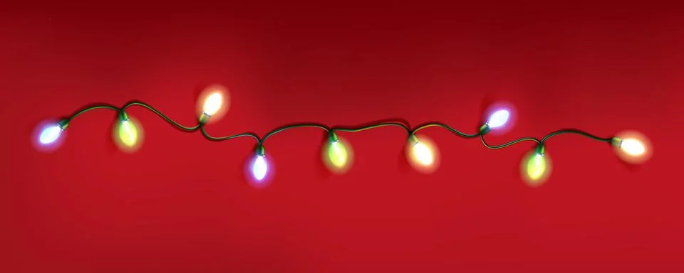 3d light elements. New year garland, bulb decor, merry xmas winter gift for Stock Illustration