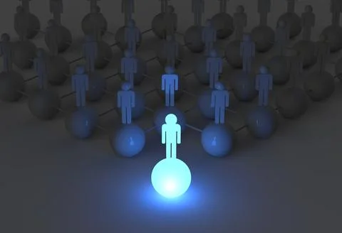3d light growing human social network and leadership Stock Illustration