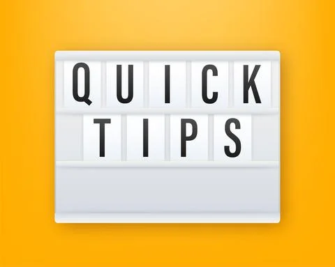 3D lightbox business concept with text quick tips. Vector illustration Illustrazione stock