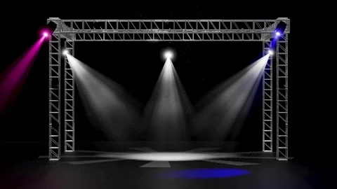 3d lighting equipment, spotlight shines, black background. 3d illustration .. Video stock 284596040