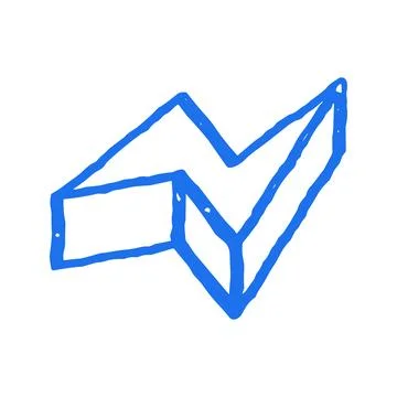 3D Lightning Bolt Check Mark Doodle Hand Drawn Vector Graphic Illustration Stock Illustration