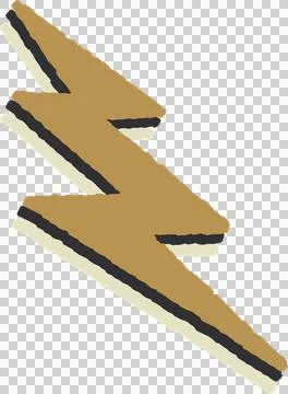 3D lightning bolt shape is appearing on transparent backdrop, showing mustard 库存插图