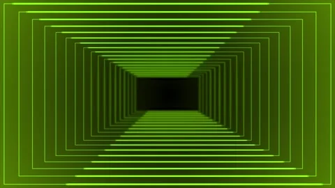 3d lime green rectangular box tunnel neon light gradient, futuristic background Stock Footage 272648263