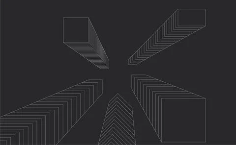 3d line box wireframe pattern background Stock Illustration