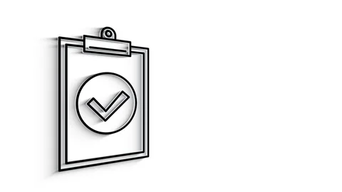 3D Line Icon Check mark Animation on white background. 4k Stockbeeldmateriaal 151553492