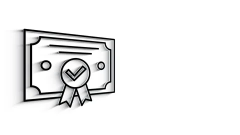 3D Line Icon Check mark Animation on white background. 4k Stock Footage 151557978