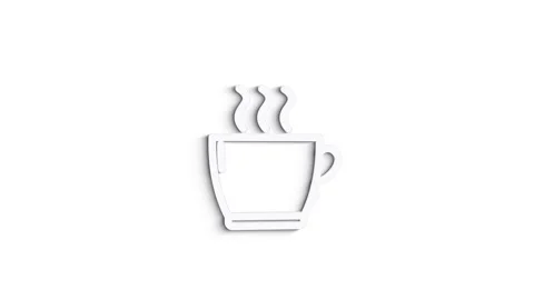 3D Line Icon coffee Animation on white background. 4k Stock Footage 151544215