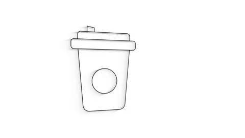 3D Line Icon coffee cup Animation on white background. Stock Footage 151534651