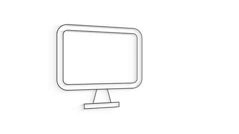 3D Line Icon computer Animation on white background. Stock Footage 151533743
