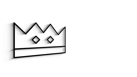 3D Line Icon crown Animation on white background. 4k Stock Footage 151547609
