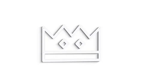 3D Line Icon Crown Animation on white background. 4k Stock Footage 151560081
