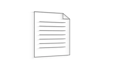 3D Line Icon document Animation on white background. Stock Footage 151530674