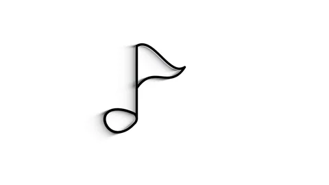 3D Line Icon Musical Note Animation on white background. Stock Footage 151529298