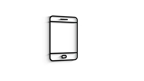3D Line Icon phone for text Animation on white background. Stock Footage 151529342
