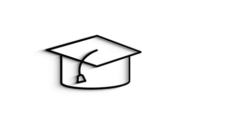 3D Line Icon student hat Animation on white background. 스톡 동영상 151538138