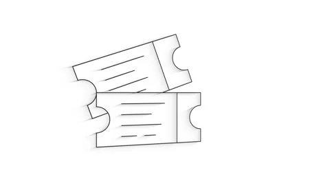 3D Line Icon ticket Animation on white background. Video stock 151544149