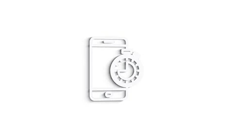 3D Line Icon time and clock Animation on white background. 4k Stock Footage 151555454